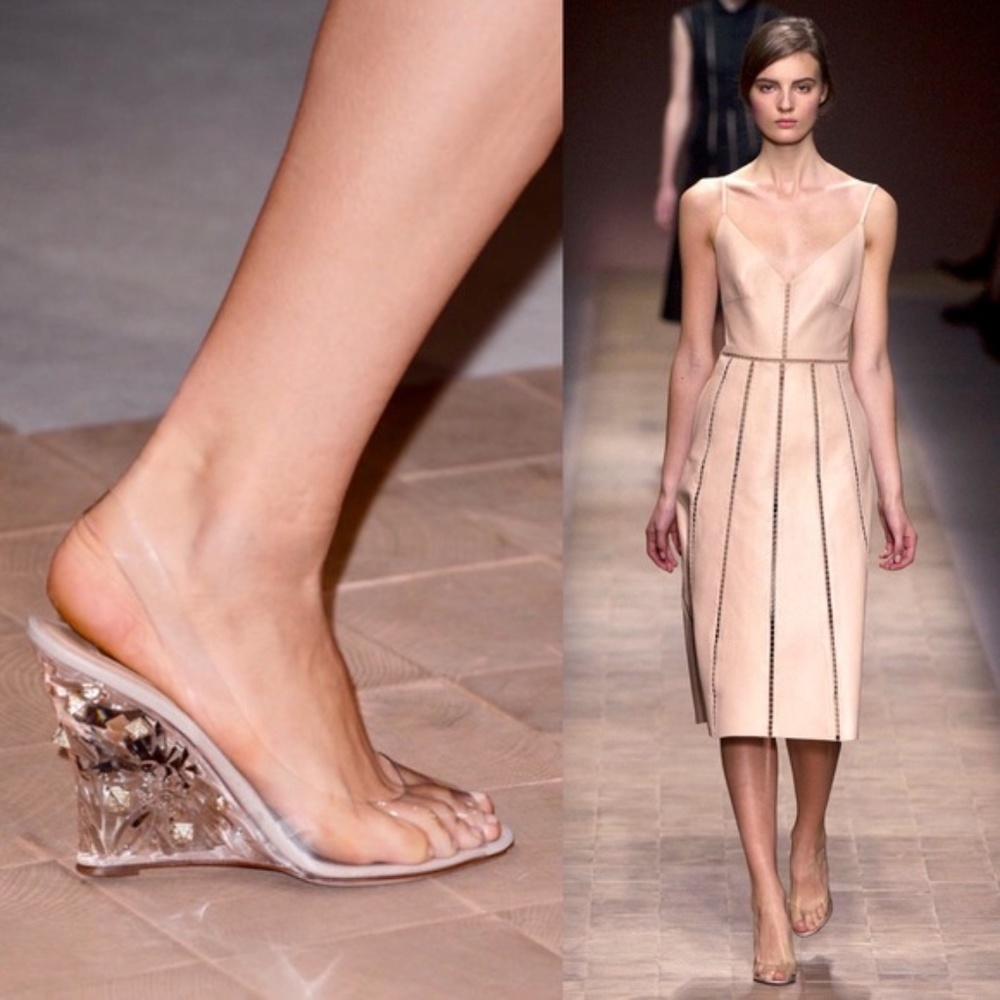 Valentino Lucite Naked Rockstud Wedge Sandals 38.5